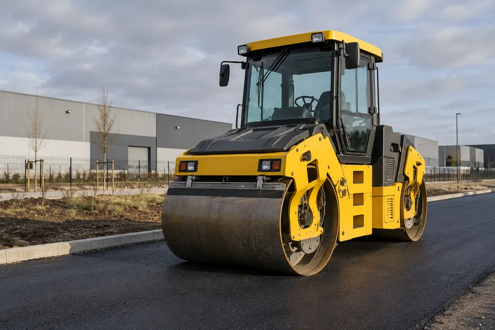 Compaction Roller Hire equipment in a commercial UK work setting